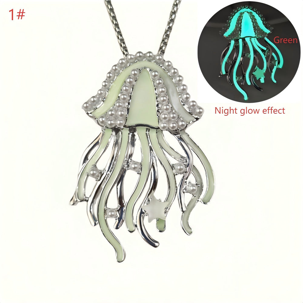 Wholesale Beach vacation  deep sea dream  night glow jellyfish  fluorescent necklace
