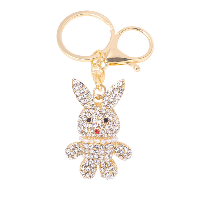 Wholesale rhinestone rabbit keychain cute cartoon design