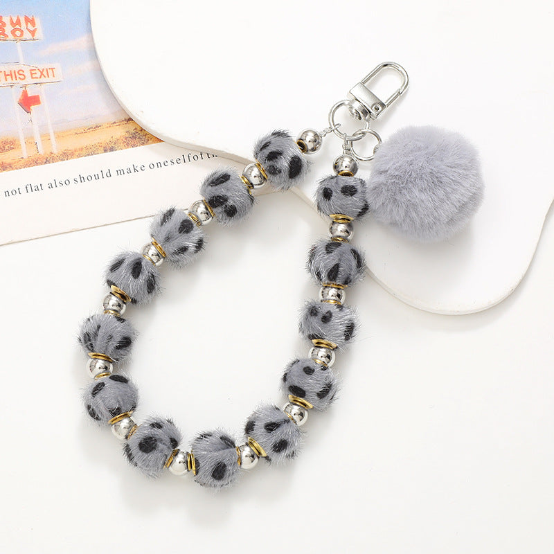 Wholesale Plush Ball Beaded Mobile Phone Lanyards