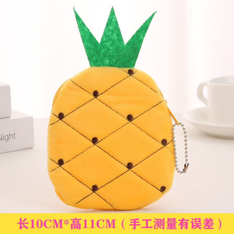 Wholesale Cartoon Fruit Plush Mini Purse Keychain