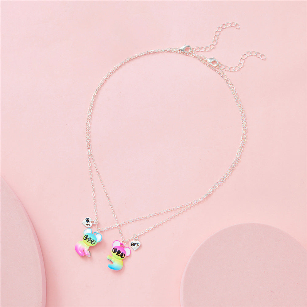 Wholesale Rainbow Raccoon Pals Koala Magnet Pendant Necklaces