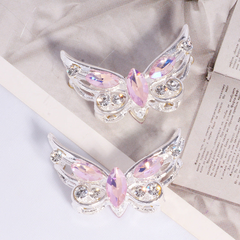 Wholesale 2PCS/Pack Alloy Stereo Small Butterfly DIY Straight Hole Beads Cute Decorative Mobile Phone Chain Key Chain Bag Chain Accessories