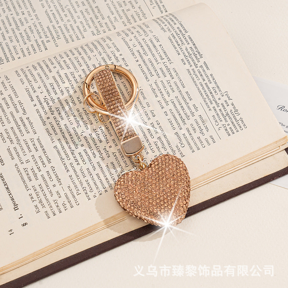 Wholesale Cute Cartoon Keychain Pendant Diamond-Encrusted Peach Heart Keychain