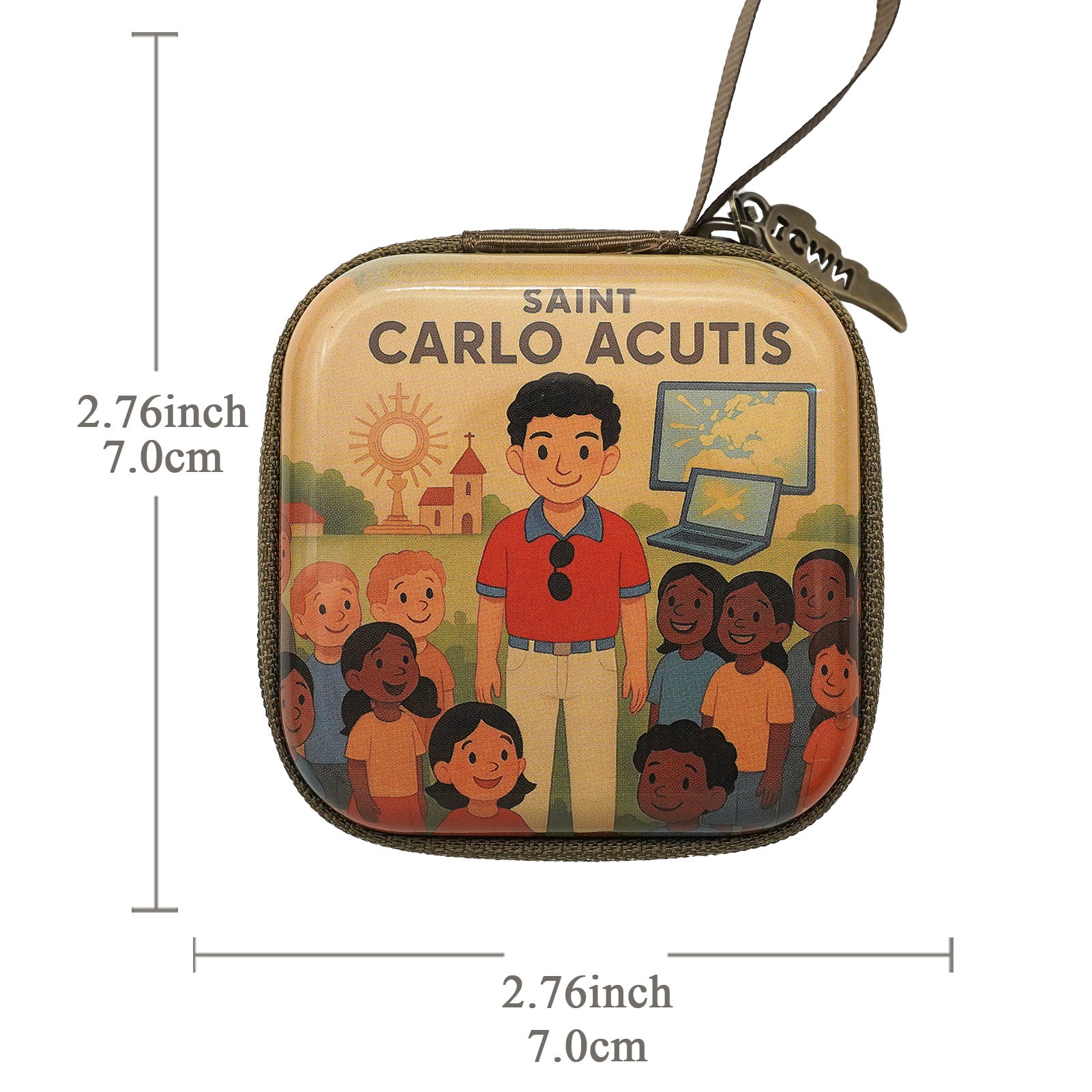 Wholesale Square hand drawn cartoon pattern portable coin purse