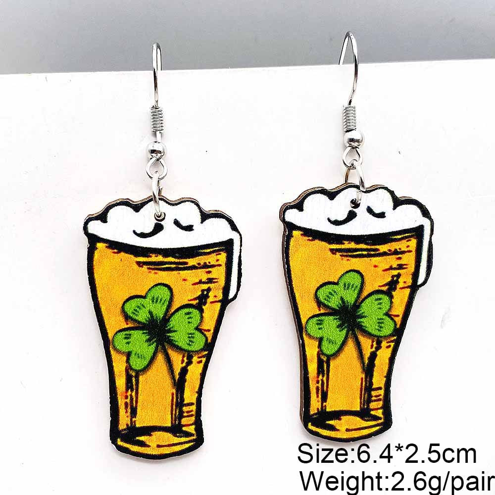 Wholesale St. Patrick's Day Irish Clover Penguin Owl Wooden Earrings