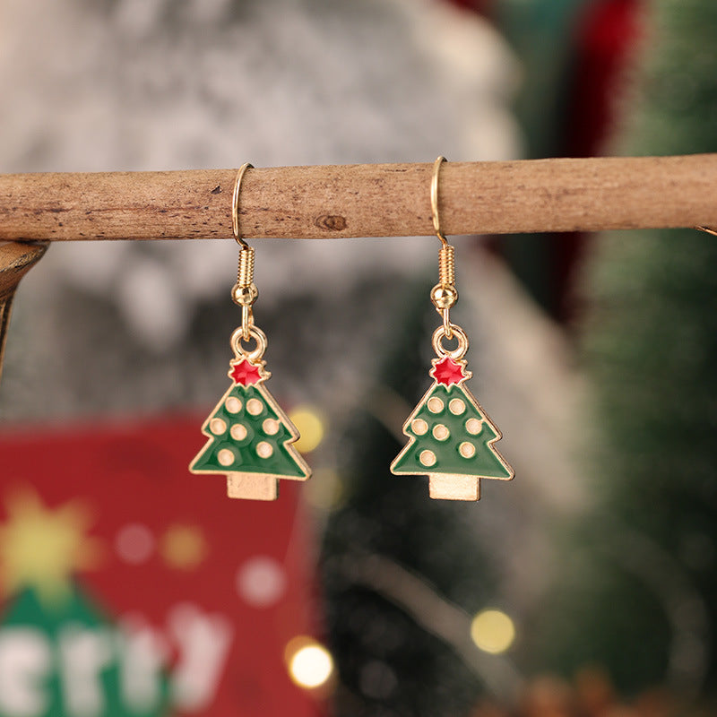 Wholesale Red and Green  Snowman Christmas Hat Earrings
