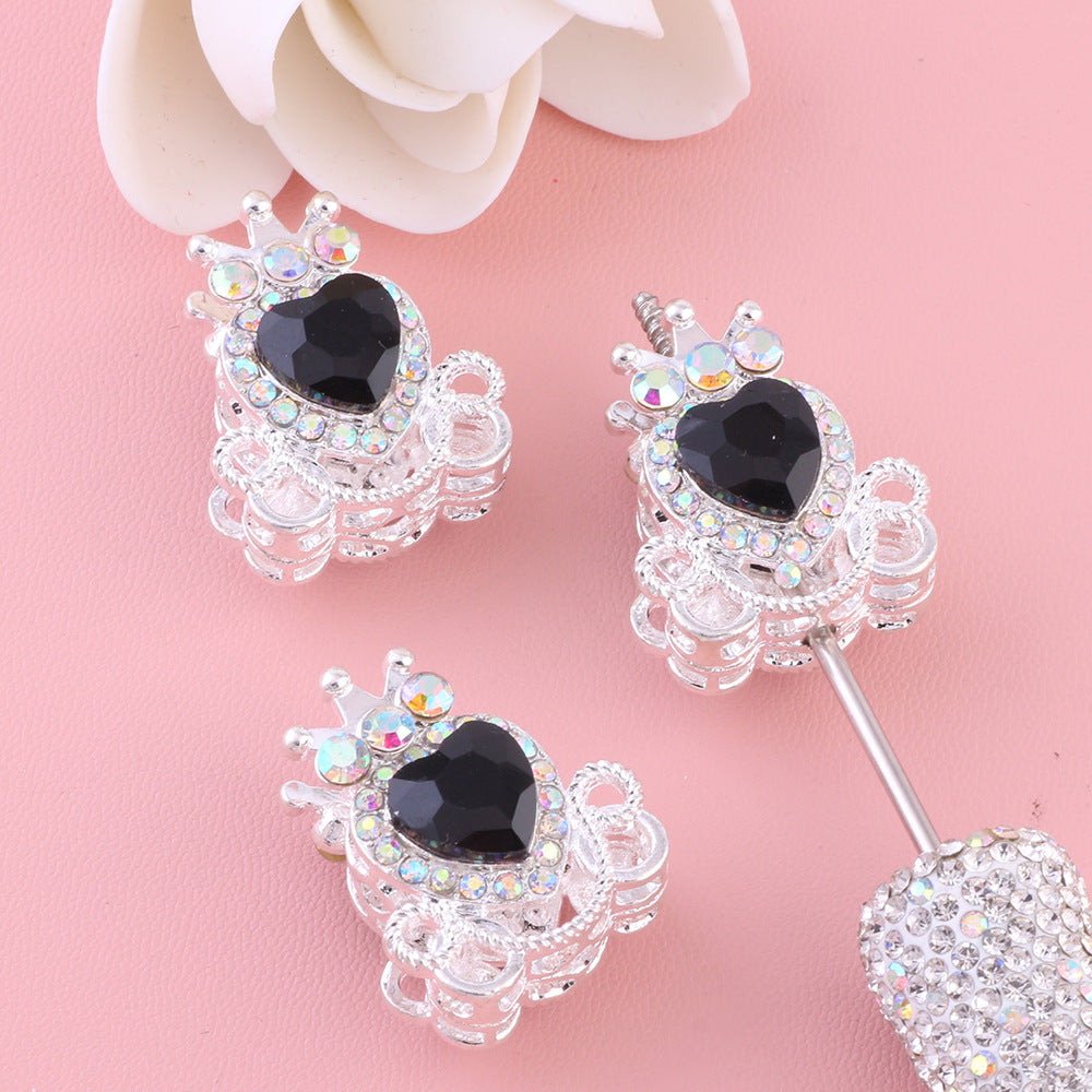 Wholesale 5pcs/pack  Pumpkin carriage heart-shaped crystal alloy rhinestone ball with straight hole  Fancy Beads