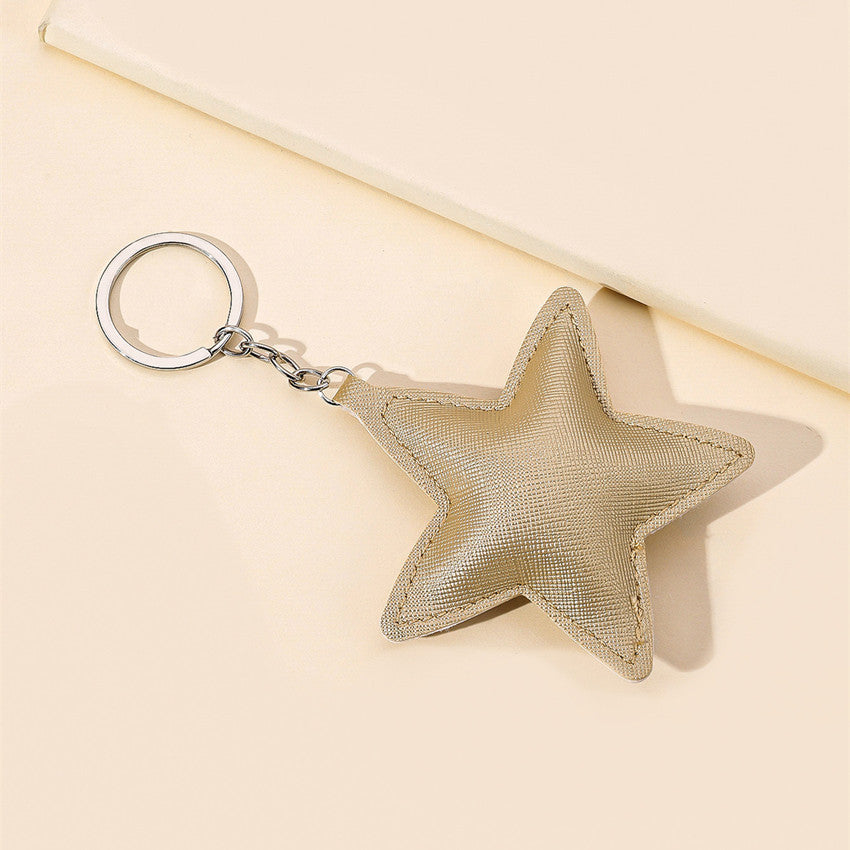 Wholesale Gold Leather Pentagram Keychain