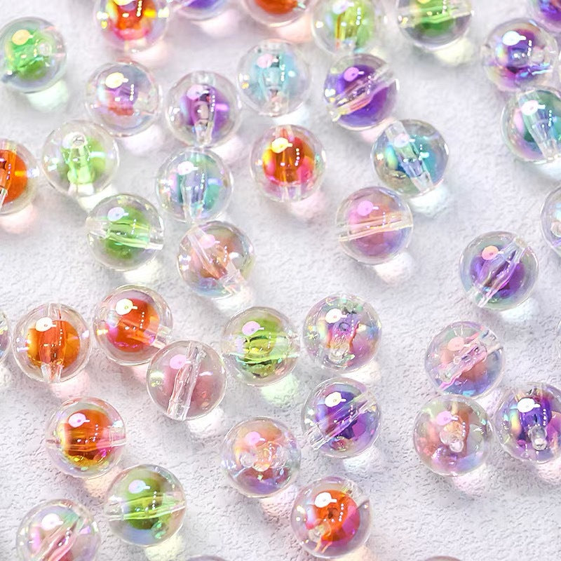Wholesale 10pcs 16mm UV transparent sugar core round beads straight hole beads