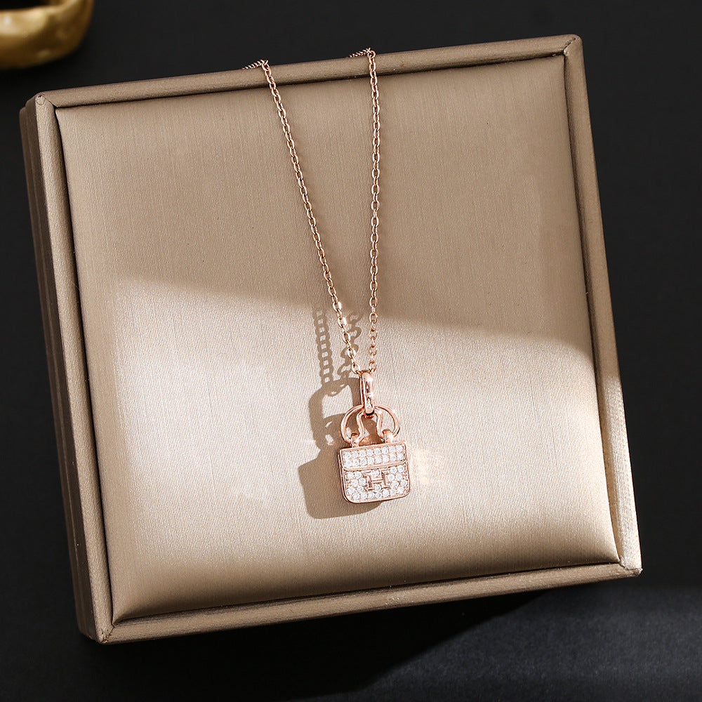 Wholesale Gilded H Bag Titanium Steel Necklace for Women