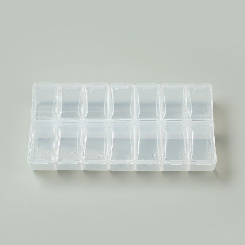 Wholesale PP Double Row Packaging 4-compartment Open Lid Portable Small Medicine Box