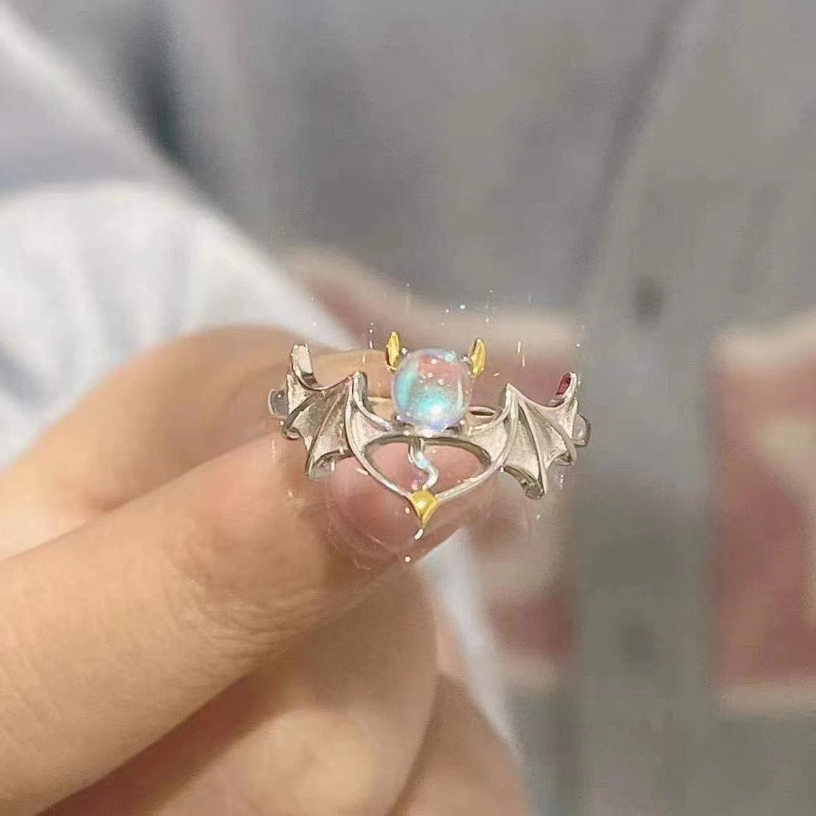 Wholesale Angel and Demon Couple Open Adjustable Ring