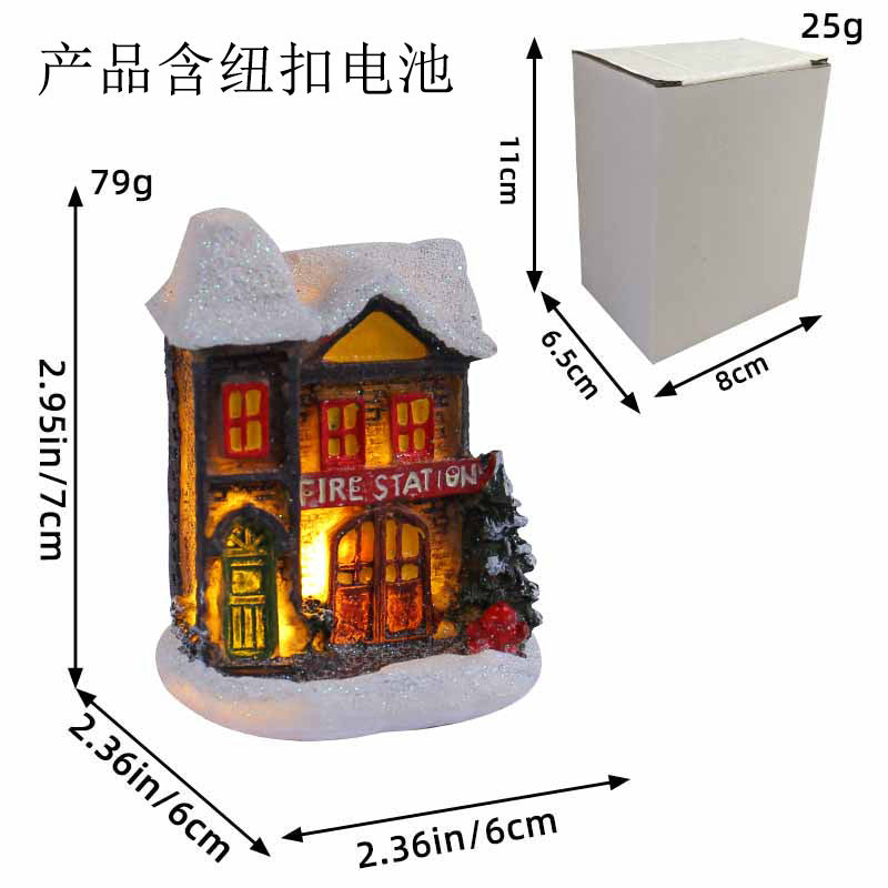 Wholesale Christmas Resin Colored Luminous House Desktop Ornaments