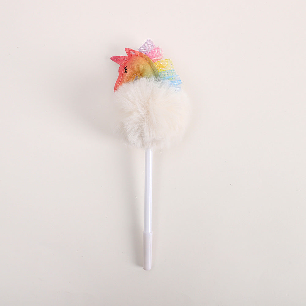 Wholesale Plastic Color Fur Ball Unicorn Ballpoint Pen