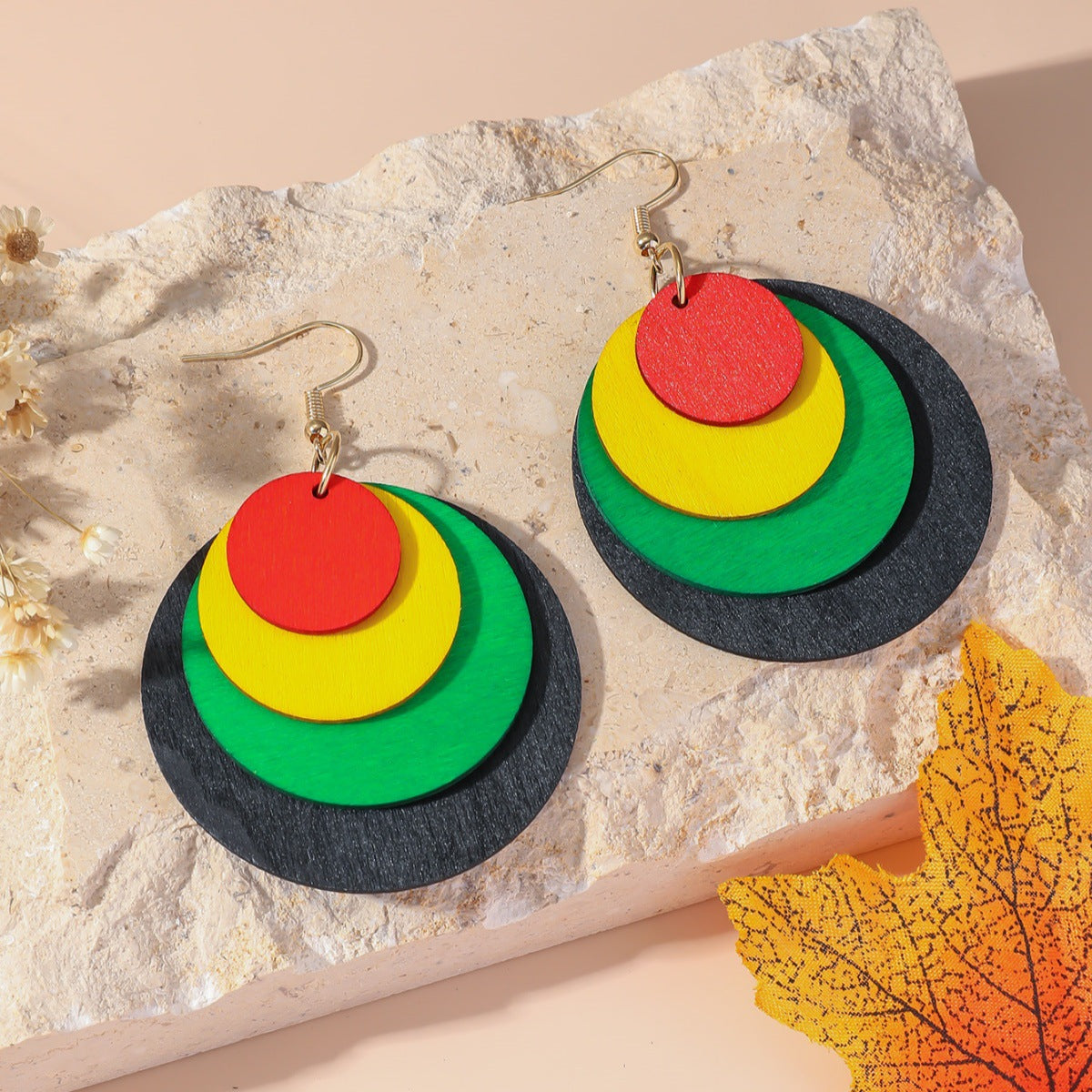 Wholesale Simple Fashion Wood Geometric Earrings