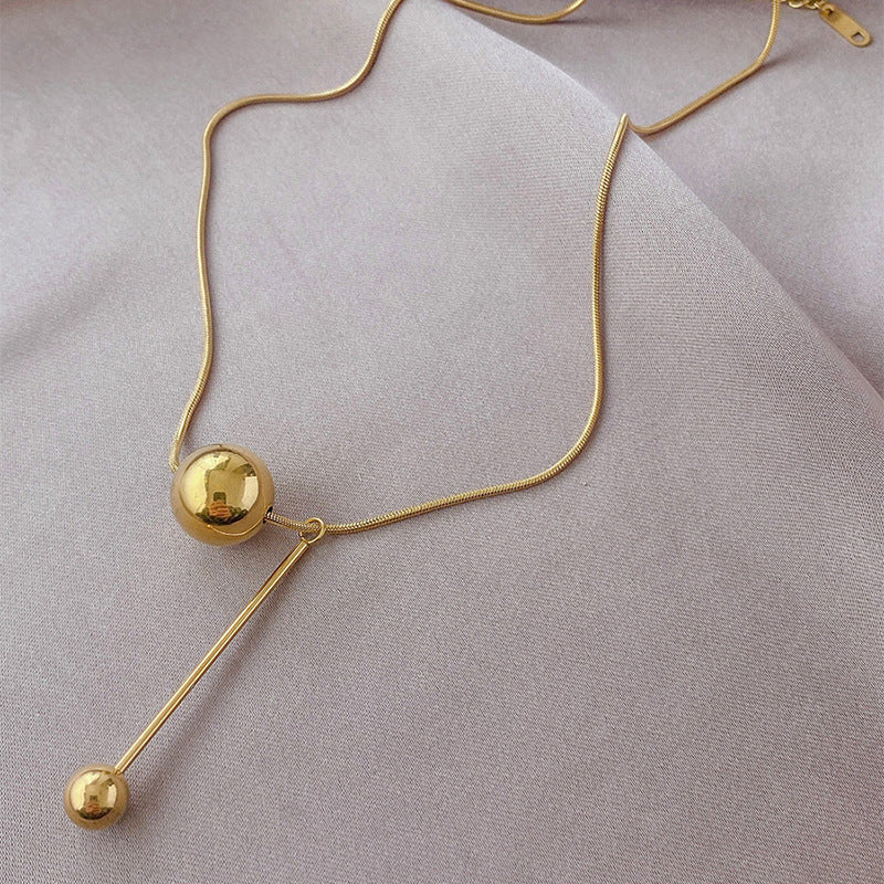 Wholesale Golden Ball New Clavicle Titanium Steel Necklace