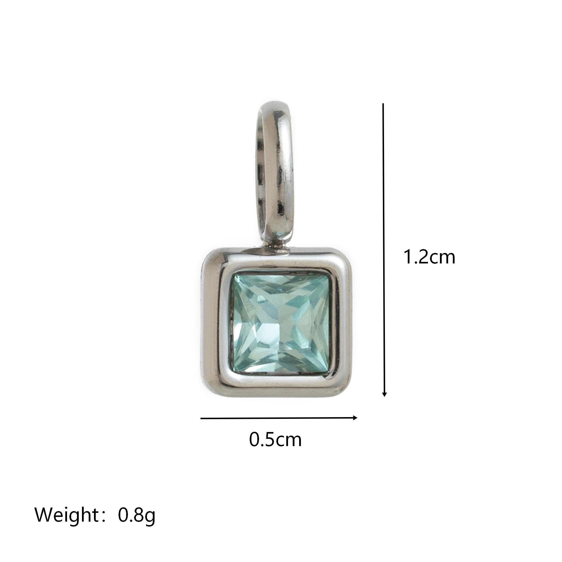 Wholesale Titanium Steel Geometric 12 Birthstone Colorful Zircon Pendant Necklace DIY Jewelry Accessory Gift For Women