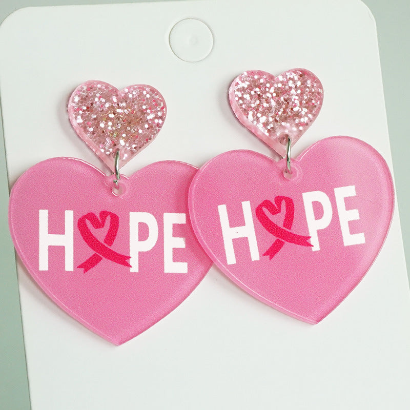 Wholesale 2 Pairs/Pack Pink Ribbon Cancer Survivor Acrylic Earrings