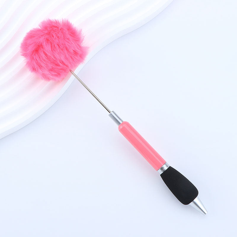 Wholesale 50pcs DIY Hair Ball Cute Girl Heart Furry Cute Round Beads Furry Plastic Beads Pen