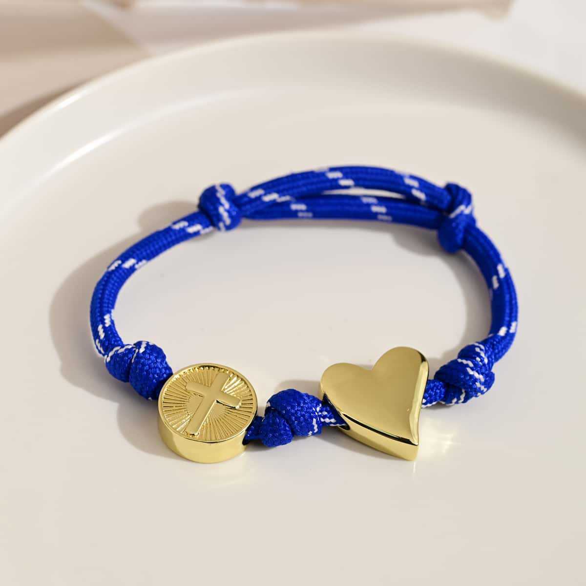 Wholesale Rainbow woven adjustable gold-plated heart-shaped star bracelet
