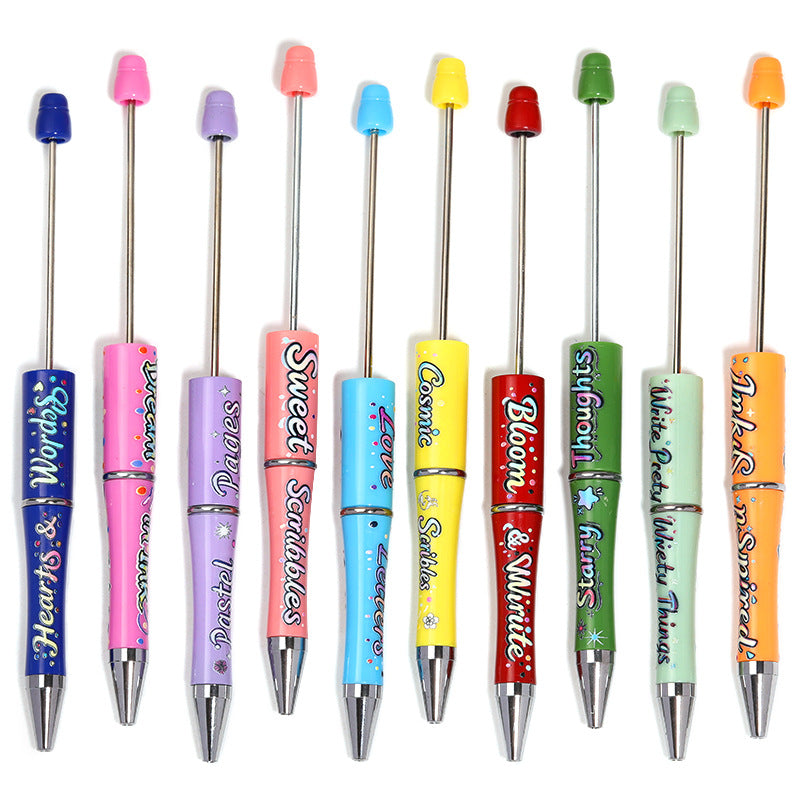 Wholesale Beadable pens colorful English letter printed beads