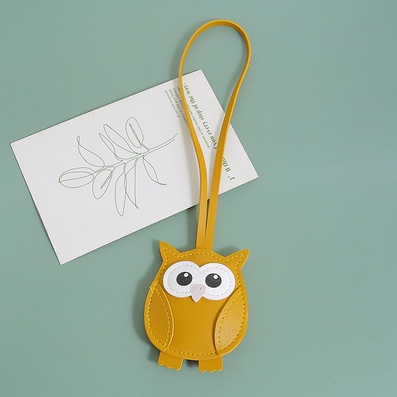 Wholesale PU leather stuffed owl keychain