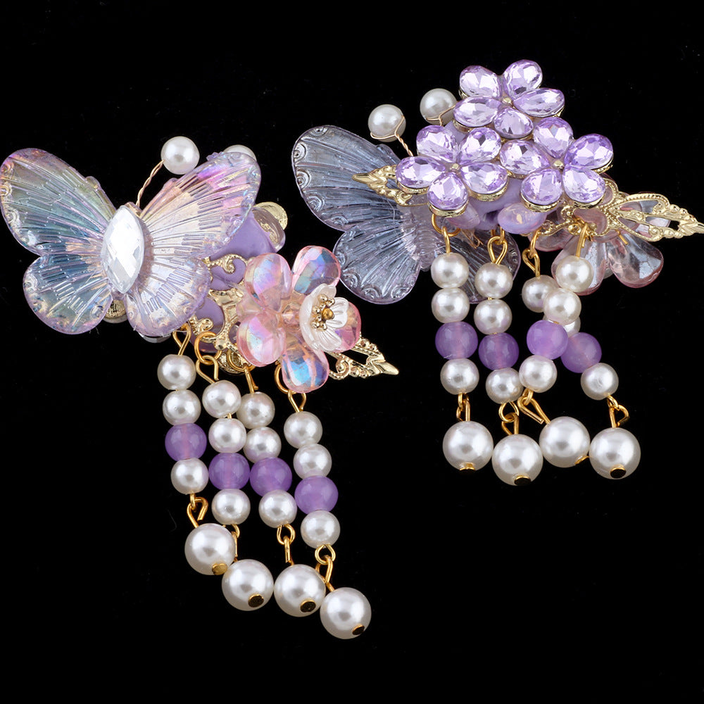 Wholesale 5pcs Butterfly Step Shake tassel Drill Ball Straight Hole Beads