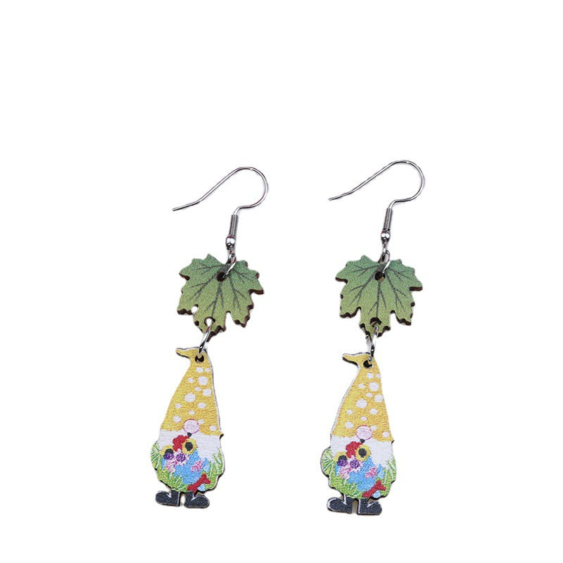 Pendientes de madera estampados de Santa de Navidad al por mayor