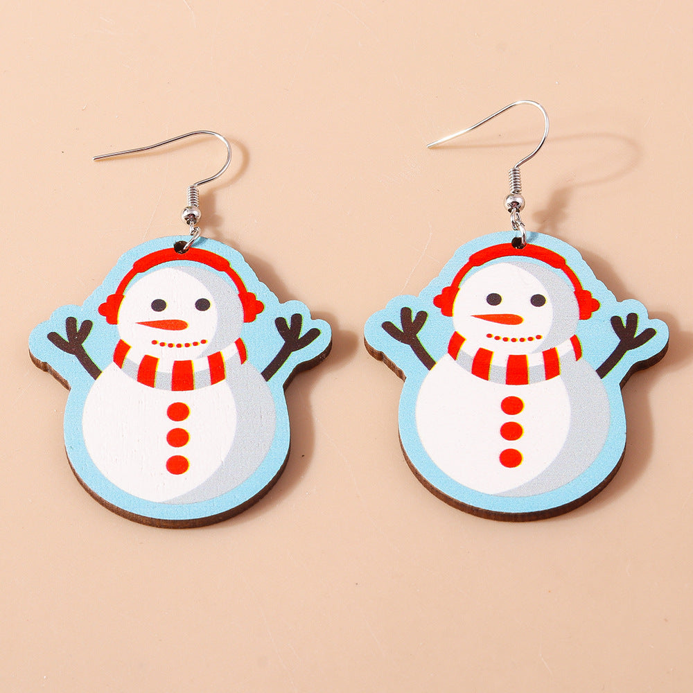 Wholesale Christmas Earrings Cartoon Creative Cute Santa Claus Snowman Plastic Earrings