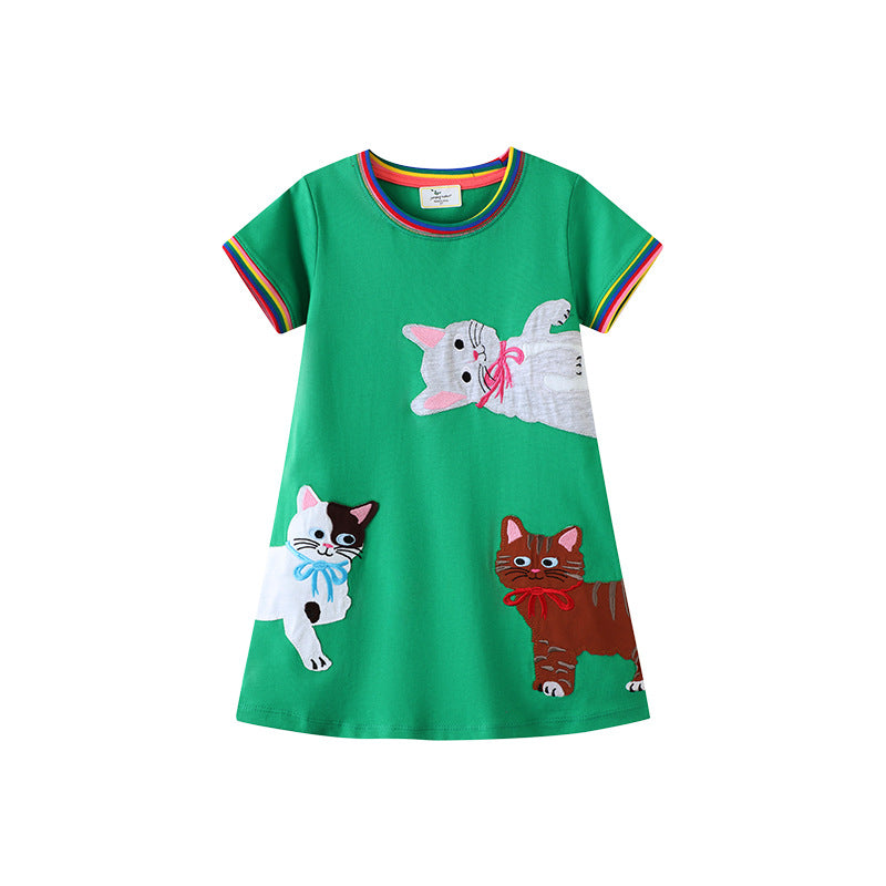 Wholesale Chic Boutique Girls 3 8 Years Summer Cotton Princess Dress Short Sleeve European Style