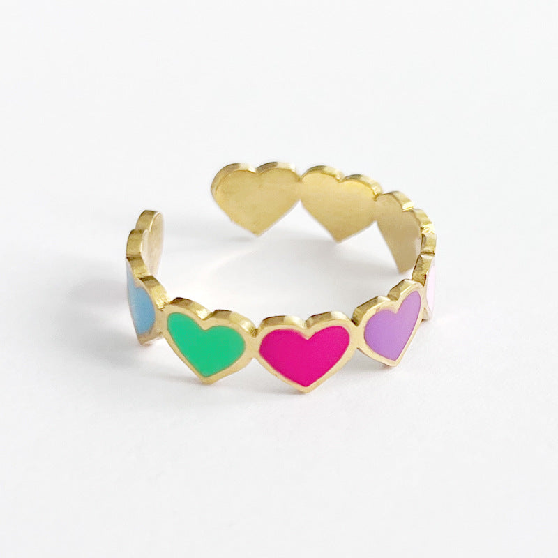 Wholesale Colorful Smiley Flower Opening Adjustable Stainless Steel Ring