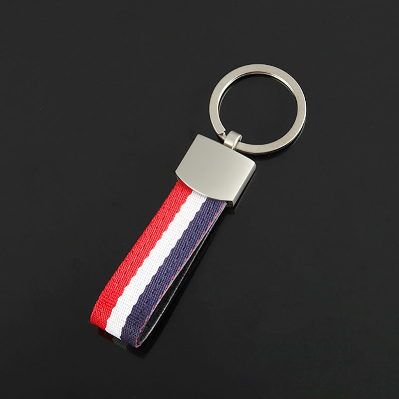 Wholesale 2pcs Three Color Nylon Woven Belt Zinc Alloy Keychain