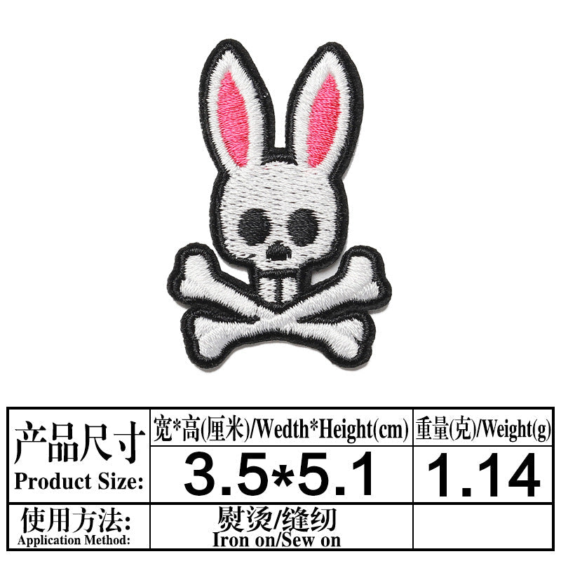 Wholesale DIY Embroidery Patch Cute Rabbit Round Badge Hat Clothes Decoration FS