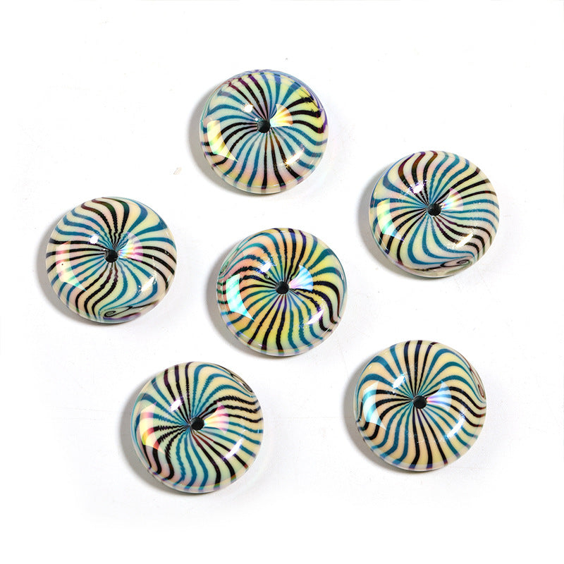 Wholesale 50pcs Spiral Line Flat Round Beads Geometric Vortex Center Hole Diy Beads Spacer