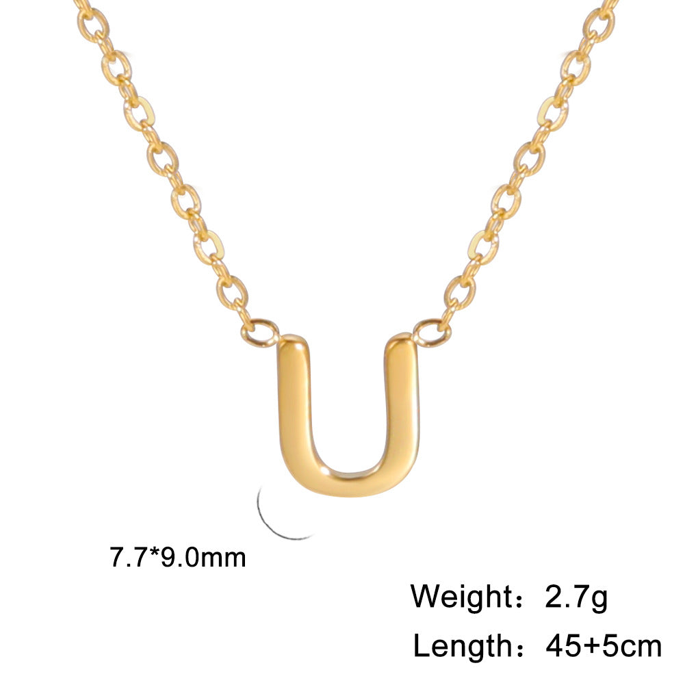 Wholesale 26 Letter 18k Genuine Gold Electroplating Non Fading Stainless Steel Necklace