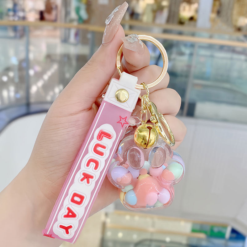 Wholesale Acrylic Liquid Sand Cat Paw Keychain