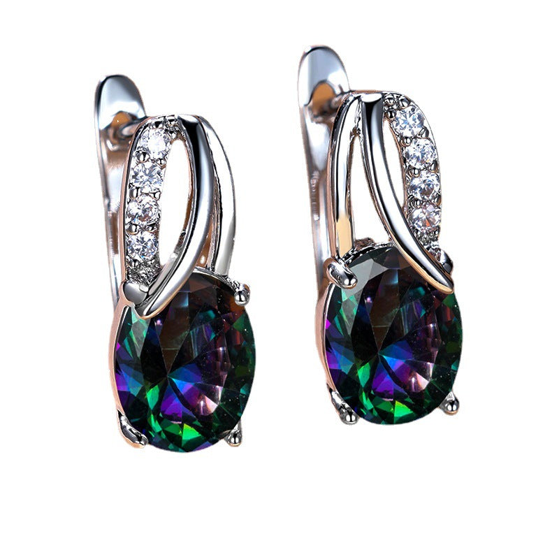 Wholesale Champagne Gold Oval Diamond Earrings