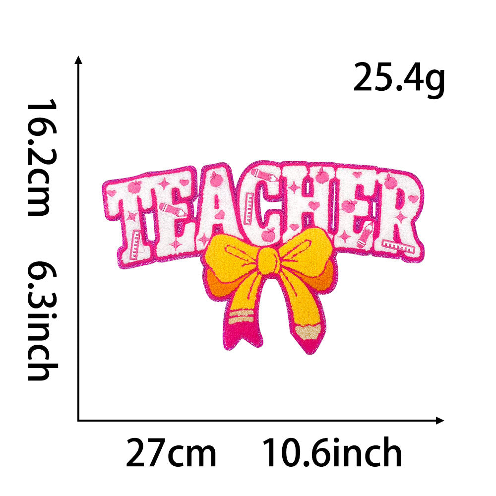 Wholesale Embroidered Iron On Teacher Patch Cute Pencil Design Fashion Accessory For ets