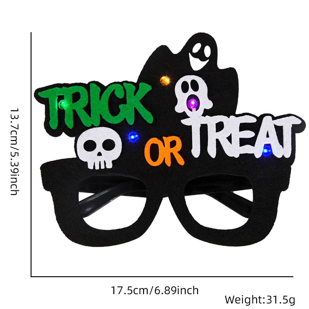 Wholesale Halloween led light up party decoration props glitter glasses frame