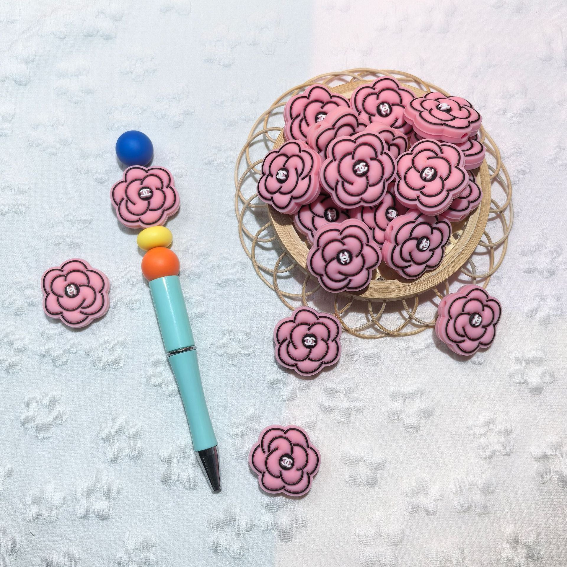 Wholesale 2D Multiple Colors  Creative Flower Cartoon Silicone Beads DIY Beads 10pcs/pack OLY Exclusive