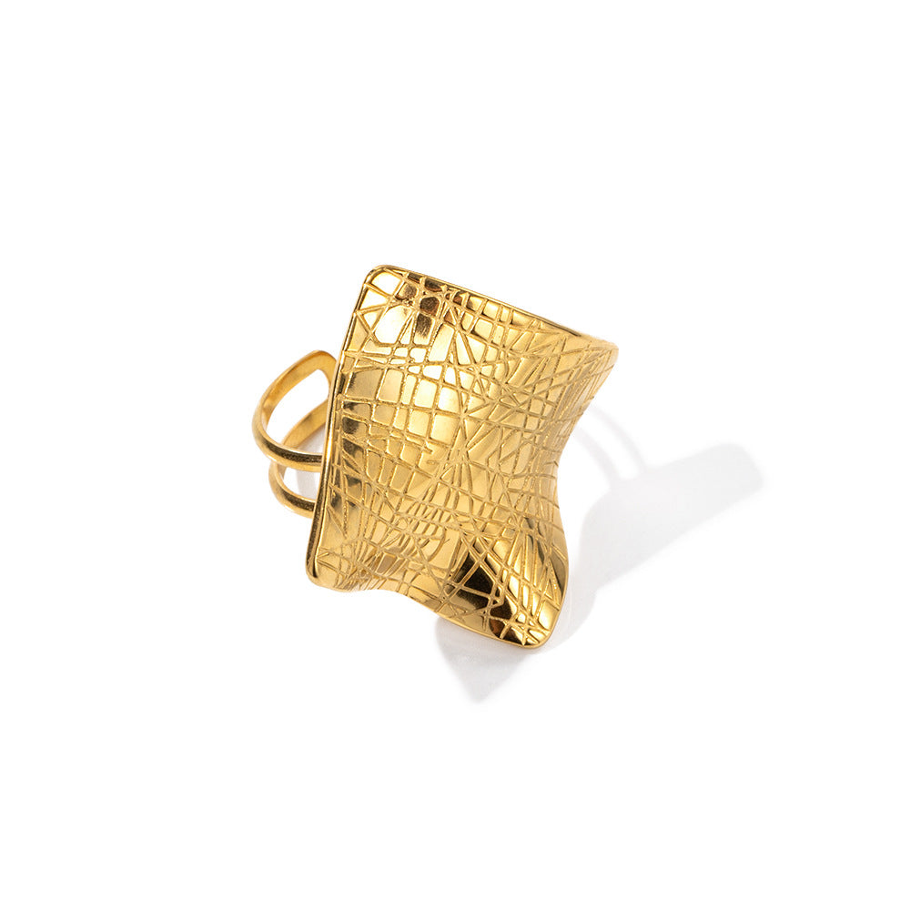 Wholesale New Mesh Design Stainless Steel 18K Gold Plated Ring