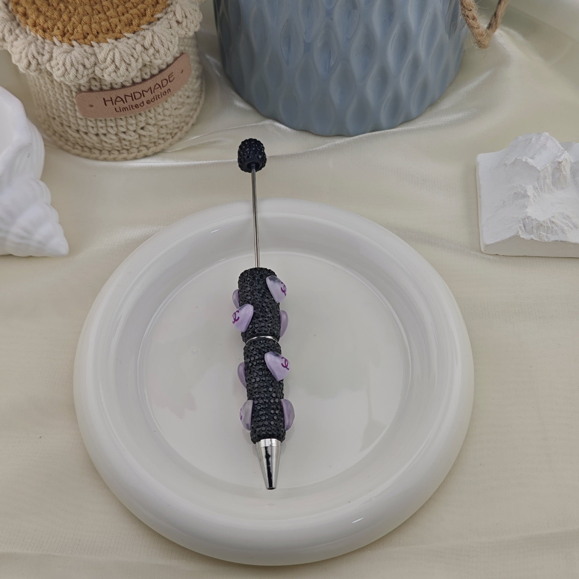 Wholesale 5pcs Beadable Pens Heart  Diamond Full Diamond DIY Beadable