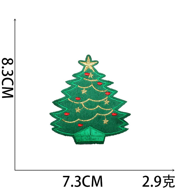 Wholesale Stylish Christmas Embroidered Patch Set Santa Snow Globe Polyester Iron On Appliques For Casual Clothing Boutique