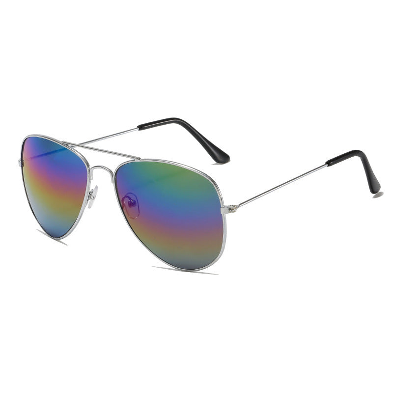 Wholesale Colored reflective metal sunglasses for men and women retro frog glasses