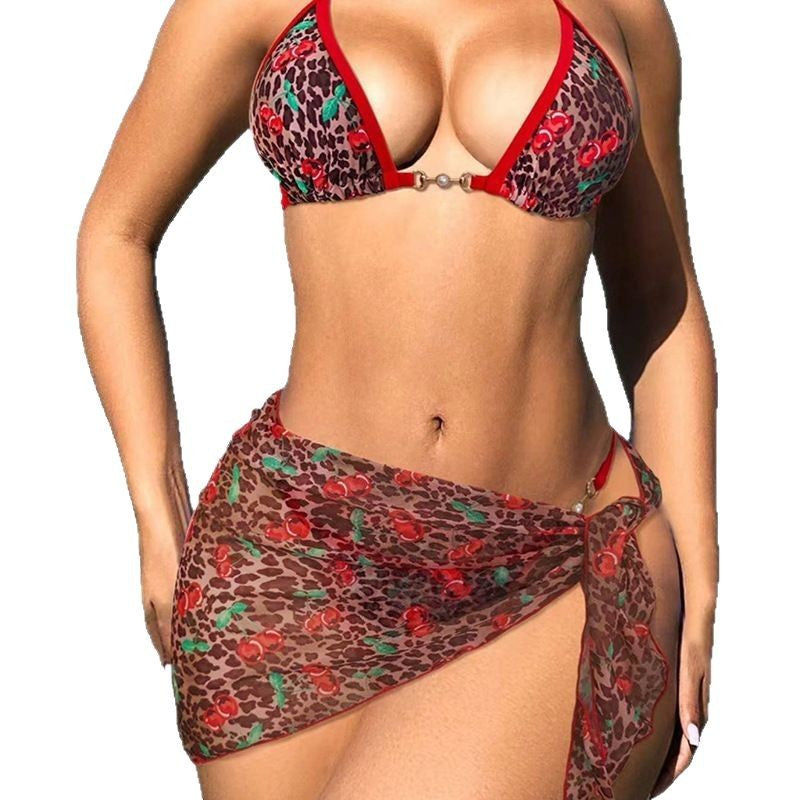 Wholesale Swimsuit three piece set tulle skirt printed swimsuit