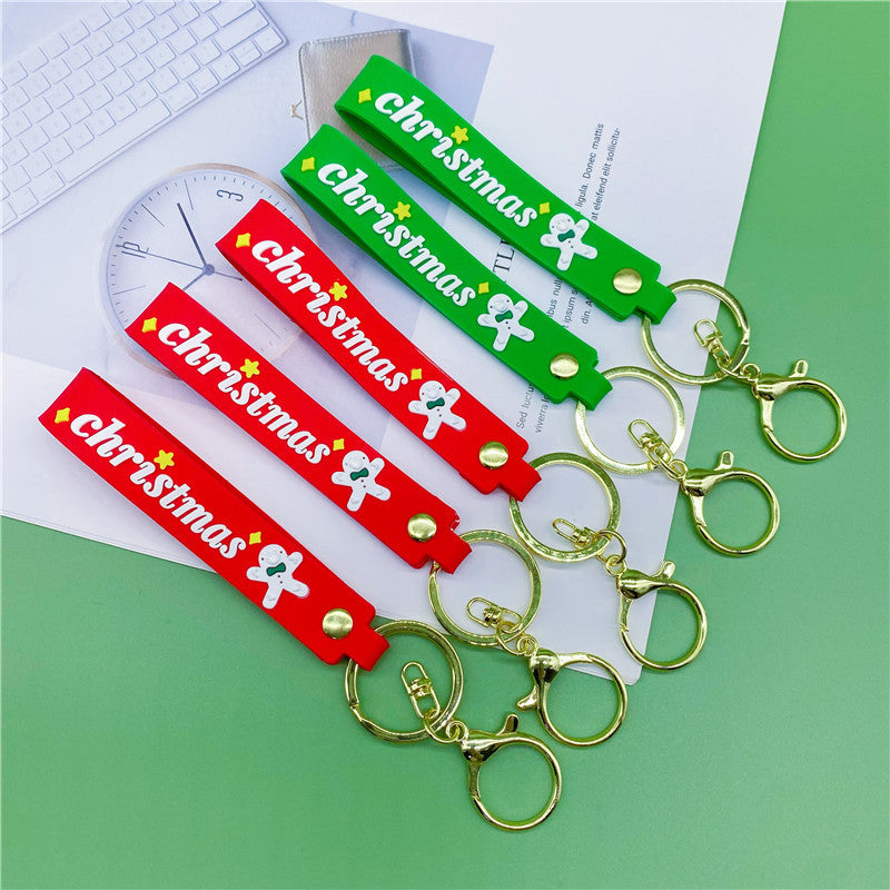 Llavero de cuerda de cuero de Navidad de 10pcs al por mayor de PVC