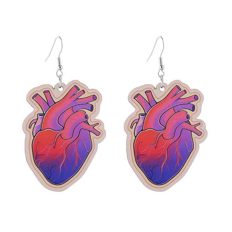 Wholesale Valentine's Day Pink Series Love Hot Air Balloon Dwarf Wooden Earrings