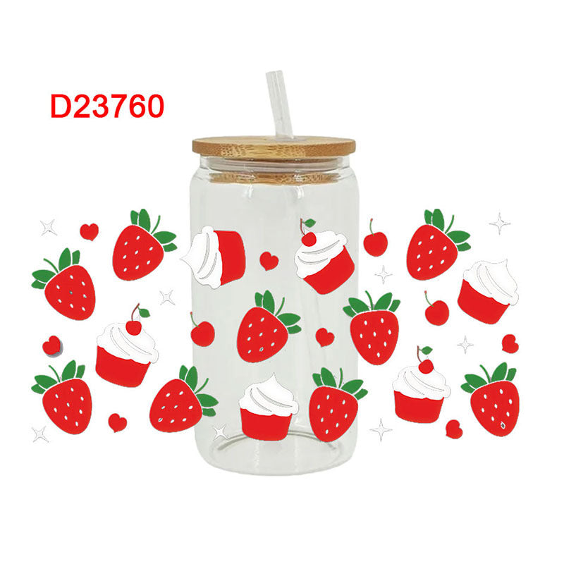 Wholesale Colorful and diverse fruits 16oz Cup UV DTF Wraps