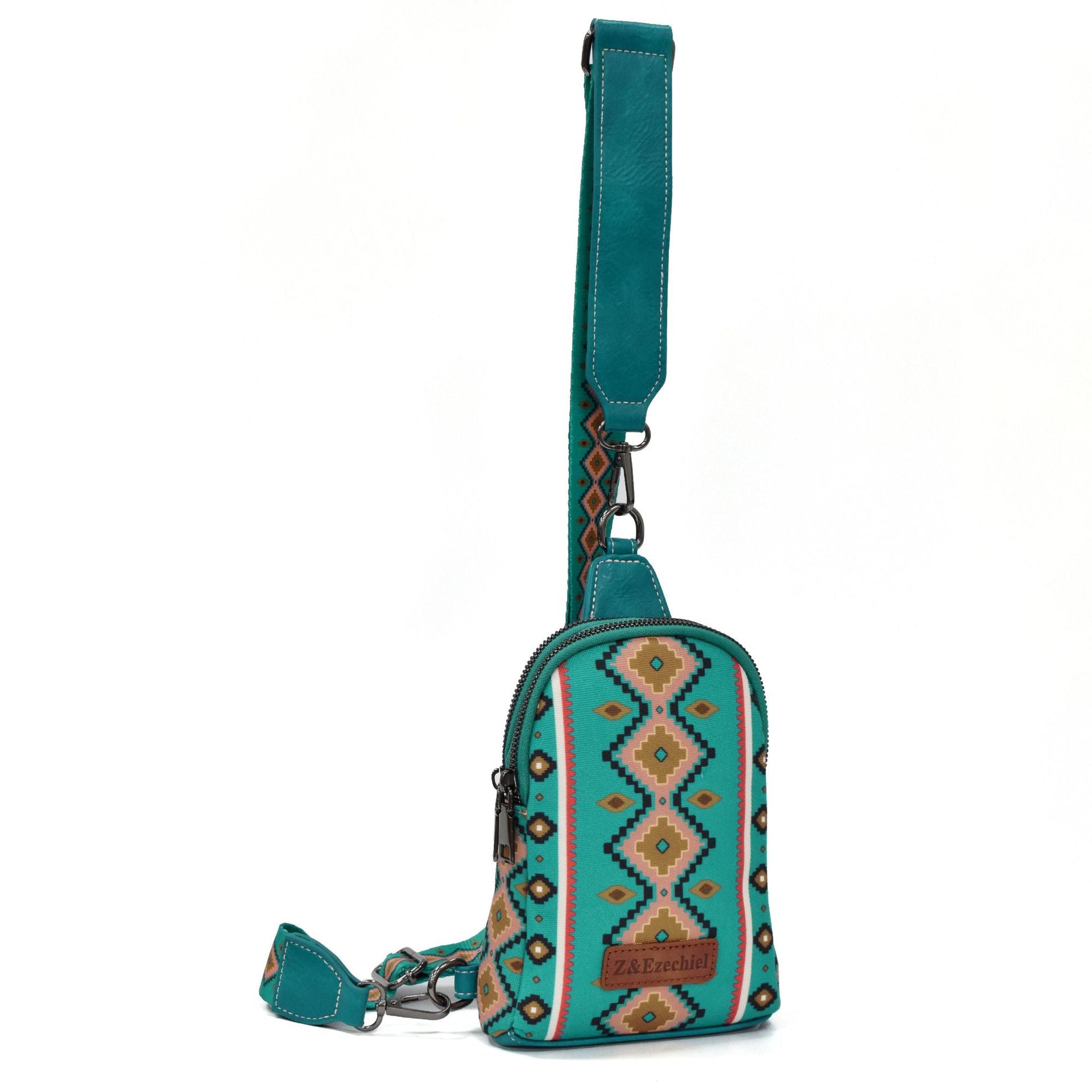 Wholesale Aztec Zipper Canvas Crossbody Bag Chest Bag