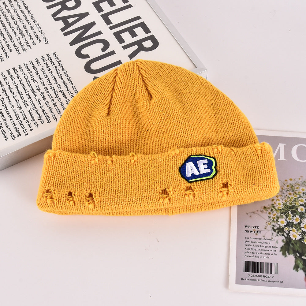 Wholesale Vintage Hole Knitted Melon Skin Hat